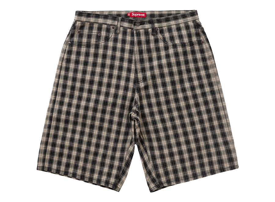 Supreme Plaid Baggy Short Black