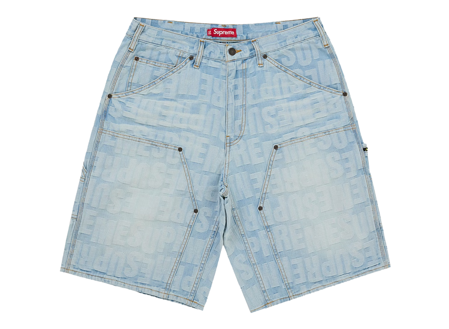 Supreme Repeat Jacquard Double Knee Denim Short Light Washed Indigo