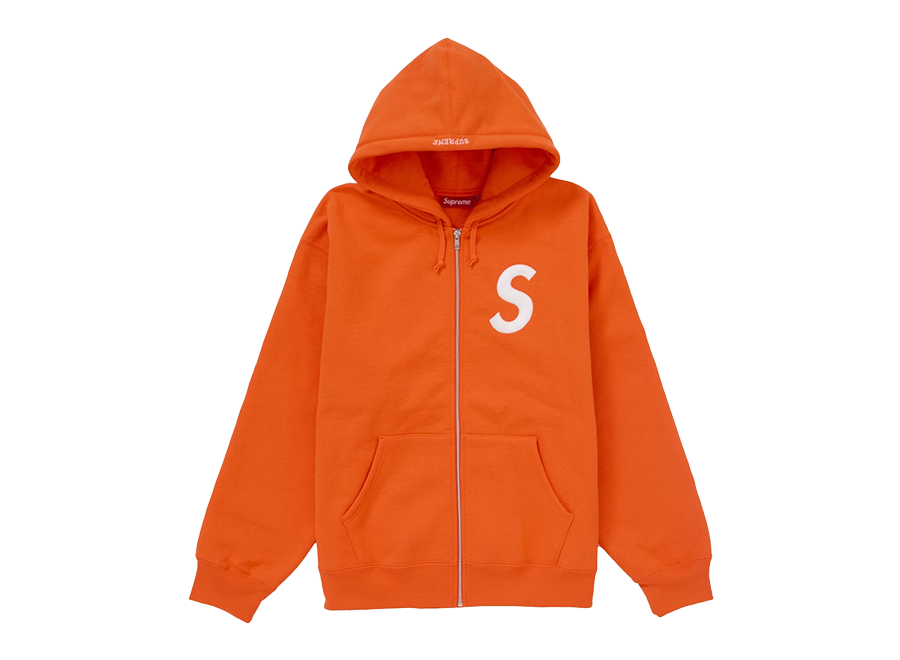 Supreme S Logo Zip Up Hooded Sweatshirt (FW24) Bright Orange (Pre-Owned)