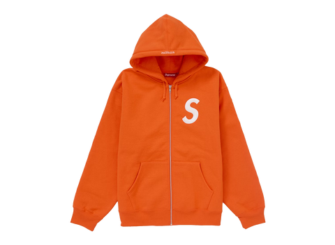 Supreme S Logo Zip Up Hooded Sweatshirt (FW24) Bright Orange (Pre-Owned)