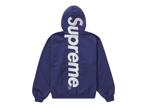 Supreme Satin Appliqué Hooded Sweatshirt (FW23) Washed Navy (Pre-Owned)
