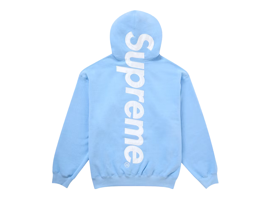 Supreme Satin Applique Hooded Sweatshirt (FW24) Light Blue