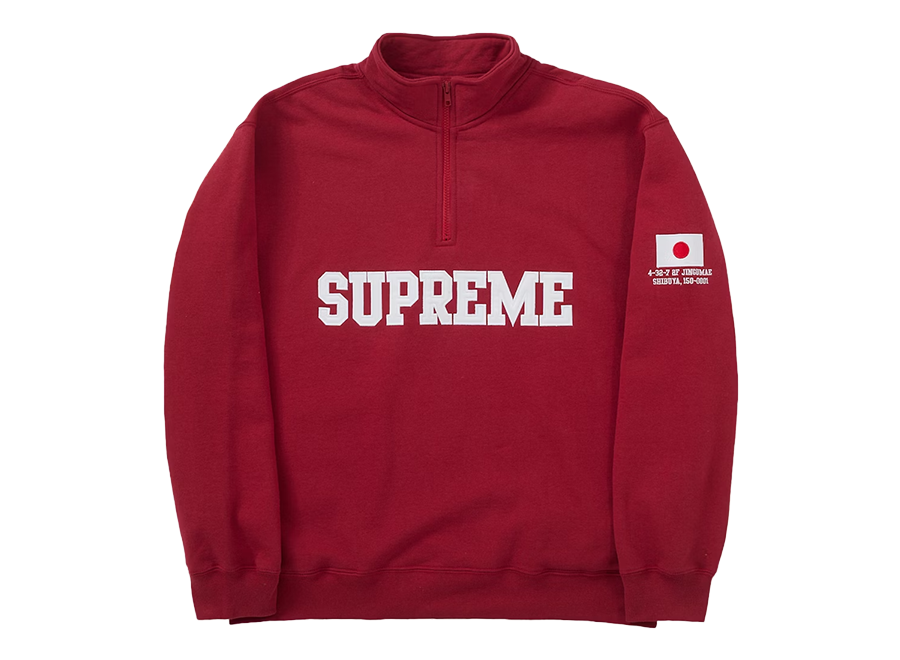Supreme Tokyo Shop Flag Half Zip Pullover Red