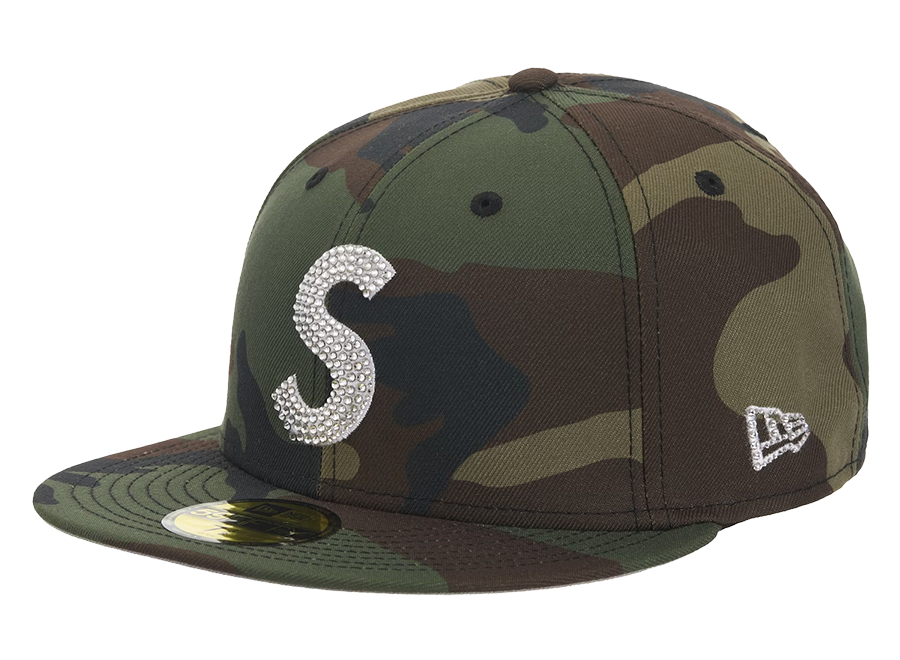 Supreme Swarovski S Logo New Era 59Fifty Fitted Hat Woodland Camo