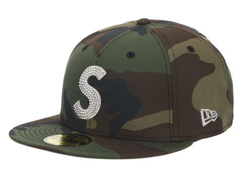 Supreme Swarovski S Logo New Era 59Fifty Fitted Hat Woodland Camo