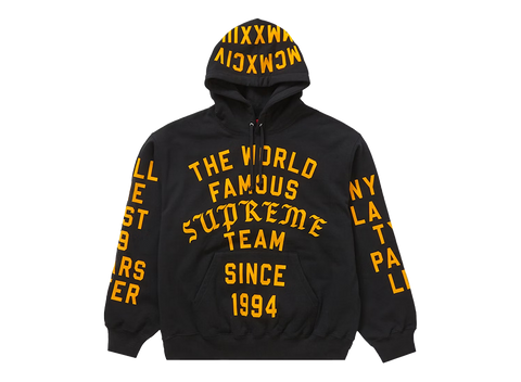 Supreme Team Flocked Hooded Sweatshirt Black (Pre-Owned)