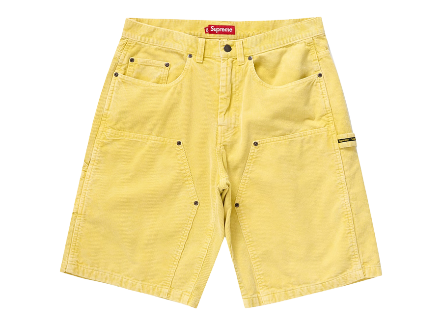 Supreme Washed Corduroy Double Knee Painter Shorts Yellow