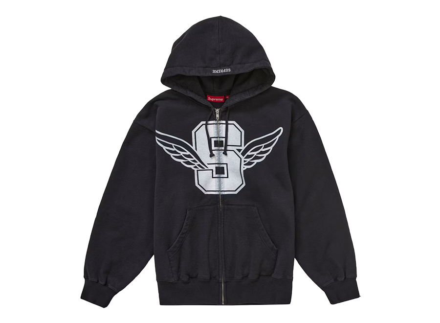 Supreme Wings Zip Up Hooded Sweatshirt Black