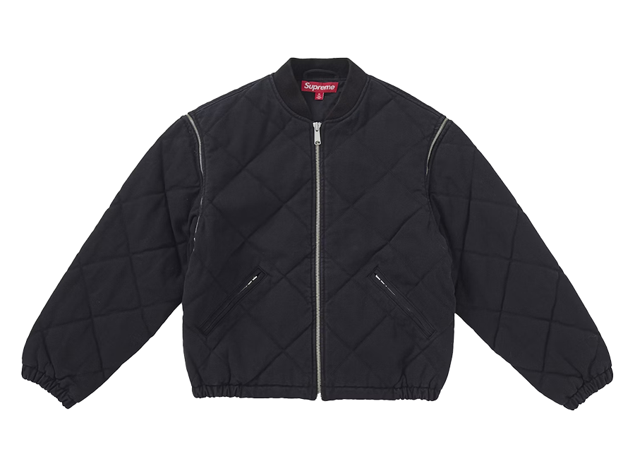 Supreme Zip-Off Sleeve Quilted Bomber Jacket Black