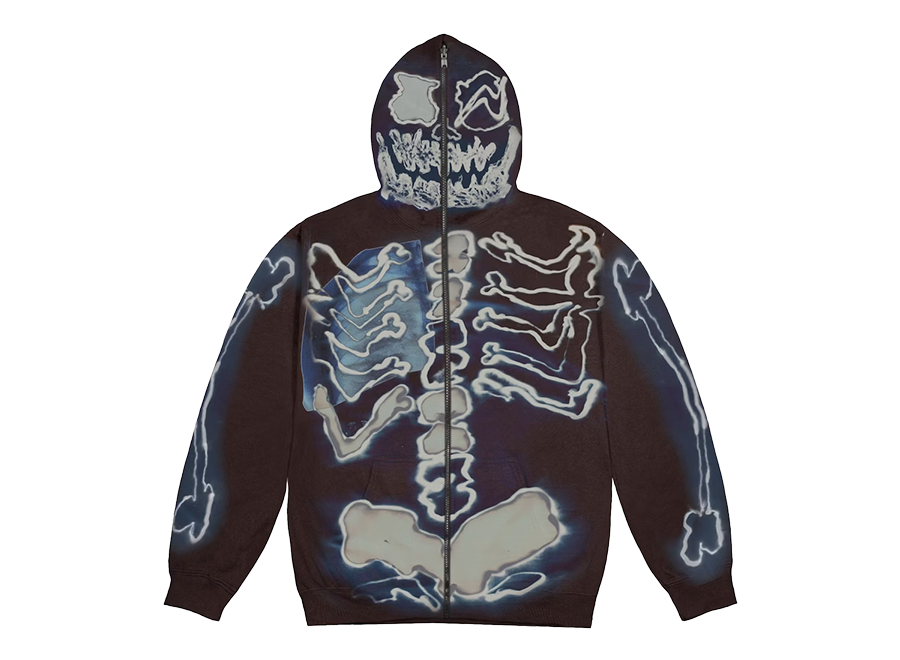 Travis Scott Cactus Jack For Fragment Skeleton Graffiti Full Zip Hoodie Multi