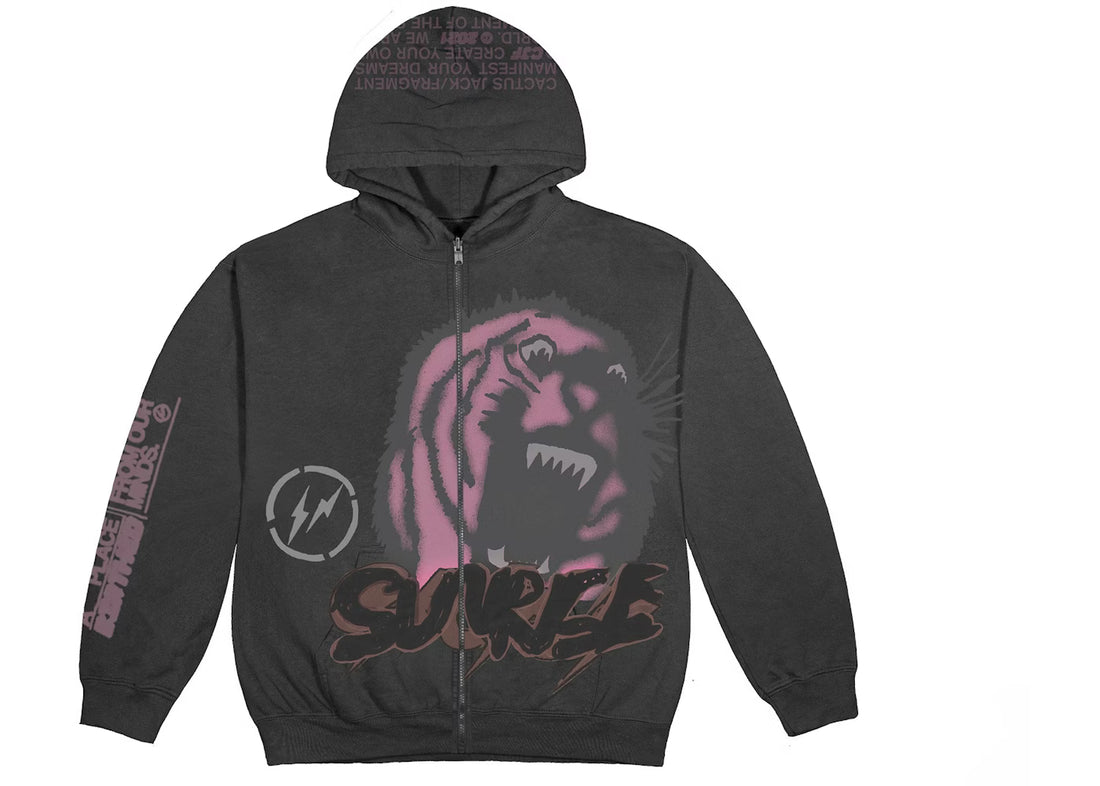 Travis Scott Cactus Jack For Fragment Sunrise Zip Up Hoodie Black (Pre-Owned)