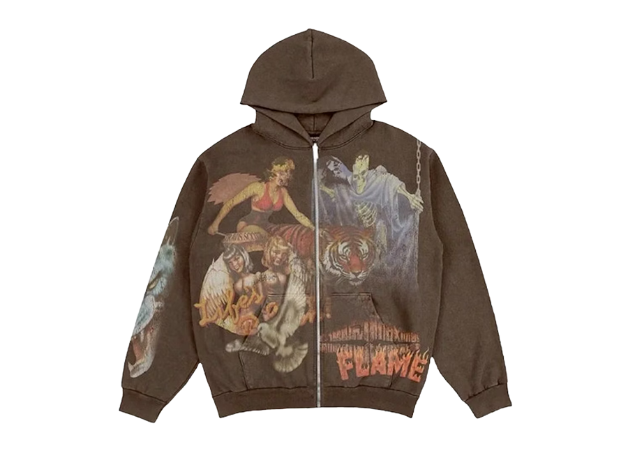 Travis Scott Utopia Circus Maximus 2023 Tour Zip-Up Hoodie Brown (Pre-Owned)