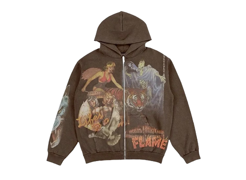 Travis Scott Utopia Circus Maximus 2023 Tour Zip-Up Hoodie Brown (Pre-Owned)