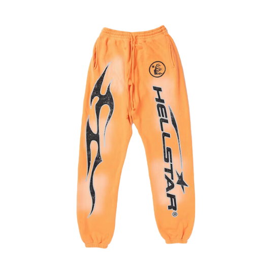 Hellstar Fire Orange Closed Elastic Bottom Sweatpants