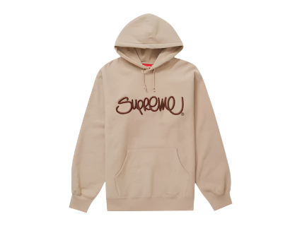 Supreme Raised Handstyle Hooded Sweatshirt Dark Taupe (Pre-Owned)