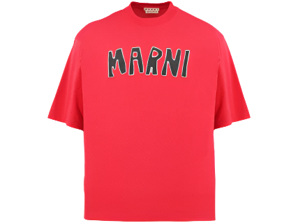 Marni Cut Out Logo T-Shirt Red