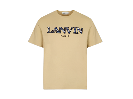 Lanvin Embroidered Logo Tee Beige