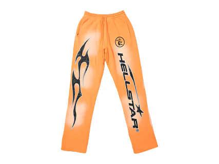 Hellstar Fire Orange Flare Bottom Sweatpants Orange Dye