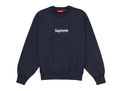 Supreme Washed Box Logo Crewneck Navy (Pre-Owned)