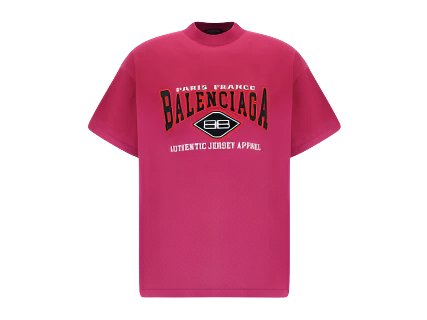 Balenciaga Women's Embroidered BB Authentic Jersey Apparel T-Shirt Pink