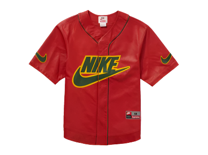 Red baseball jersey with Nike logo on a white background