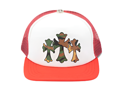 Chrome Hearts Triple Cross Trucker Hat 'Red/White'