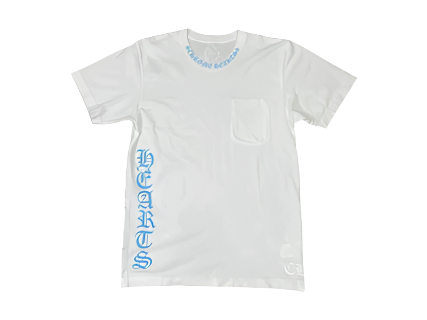 Chrome Hearts Script Neck Logo T-Shirt White/Light Blue (Pre-Owned)