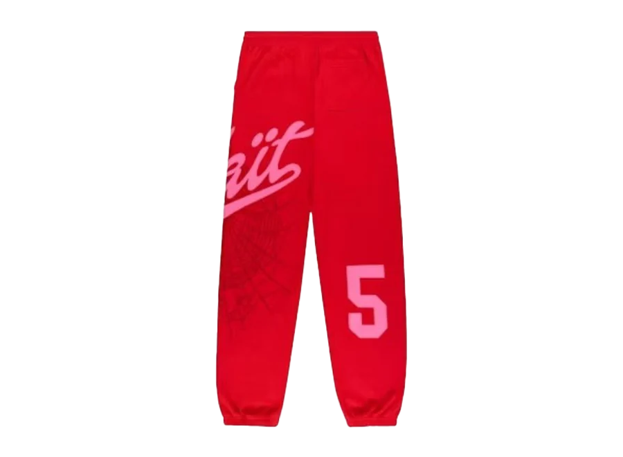 Sp5der Wait 5 Sweatpants Red