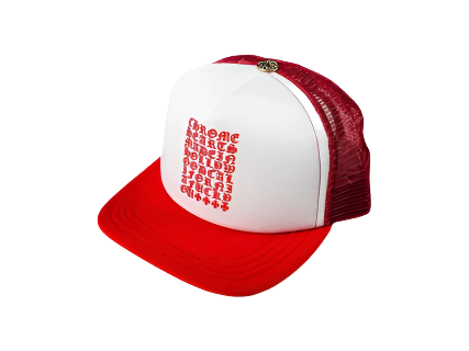 Chrome Hearts Eyechart Trucker Hat Red/White/Red (Pre-Owned)