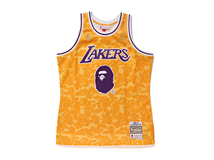 BAPE x Mitchell & Ness Lakers ABC Basketball Swingman Jersey Yellow