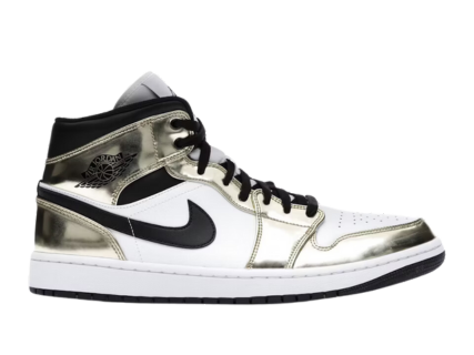 Jordan 1 Mid Metallic Gold Black White
