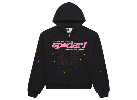 Sp5der Punk V2 Zip Up Hoodie Black (Pre-Owned)