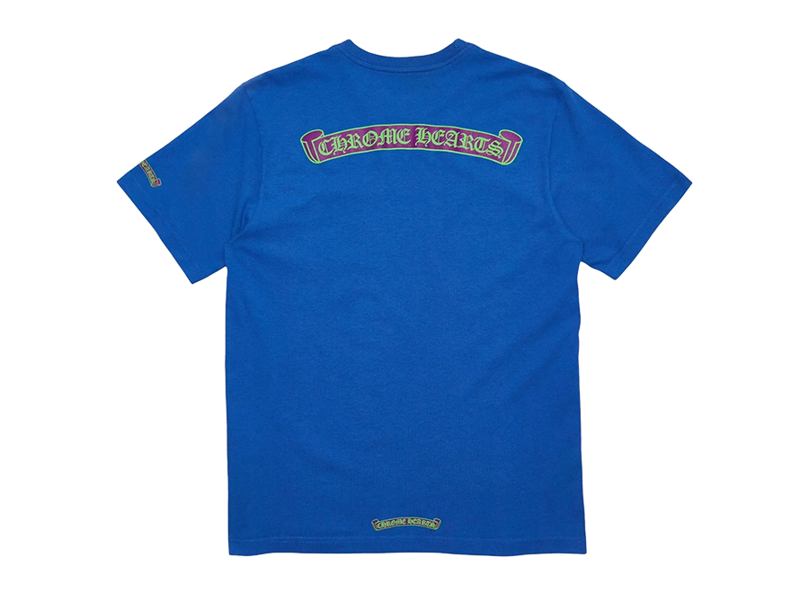 Chrome Hearts Scroll Logo Blue T-Shirt Purple Lime Green