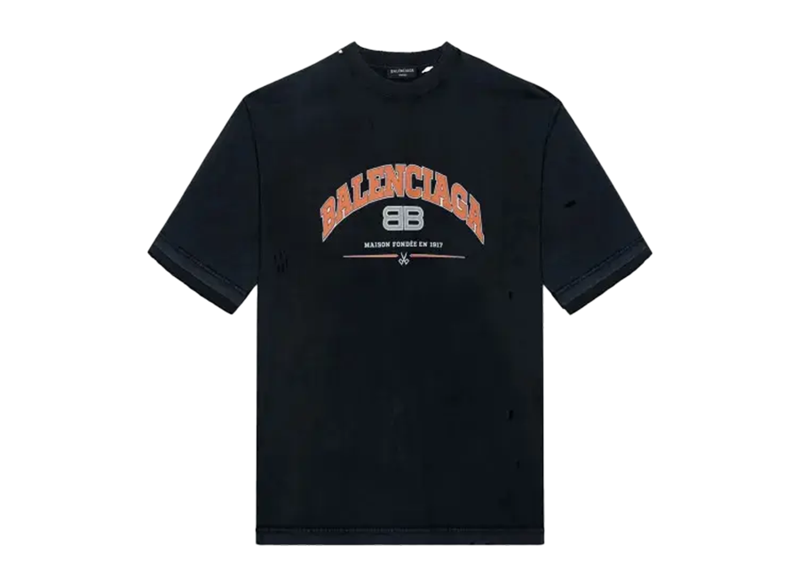 Balenciaga SS22 Maison Distressed T-Shirt Black (Pre-Owned)