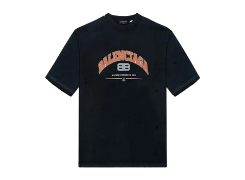 Balenciaga SS22 Maison Distressed T-Shirt Black (Pre-Owned)