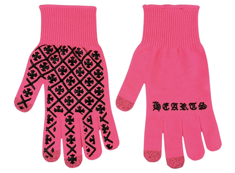 Chrome Hearts Script Cross Logo Gloves Pink