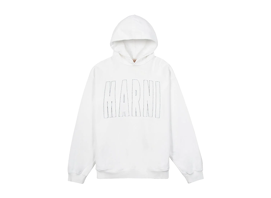 Marni Logo Hoodie White