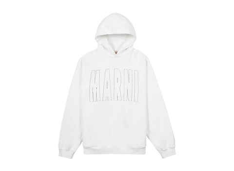 Marni Logo Hoodie White