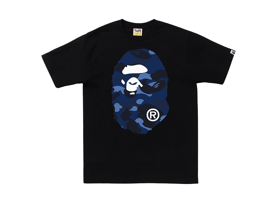 A Bathing Ape Color Camo Big Ape Head Tee Black/Navy (Pre-Owned)
