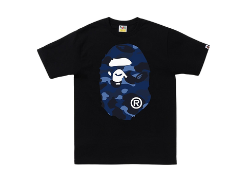 A Bathing Ape Color Camo Big Ape Head Tee Black/Navy (Pre-Owned)