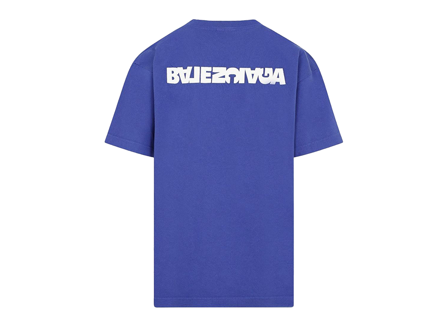 Balenciaga Embroided Reverse Logo Tee Blue (Pre-Owned)