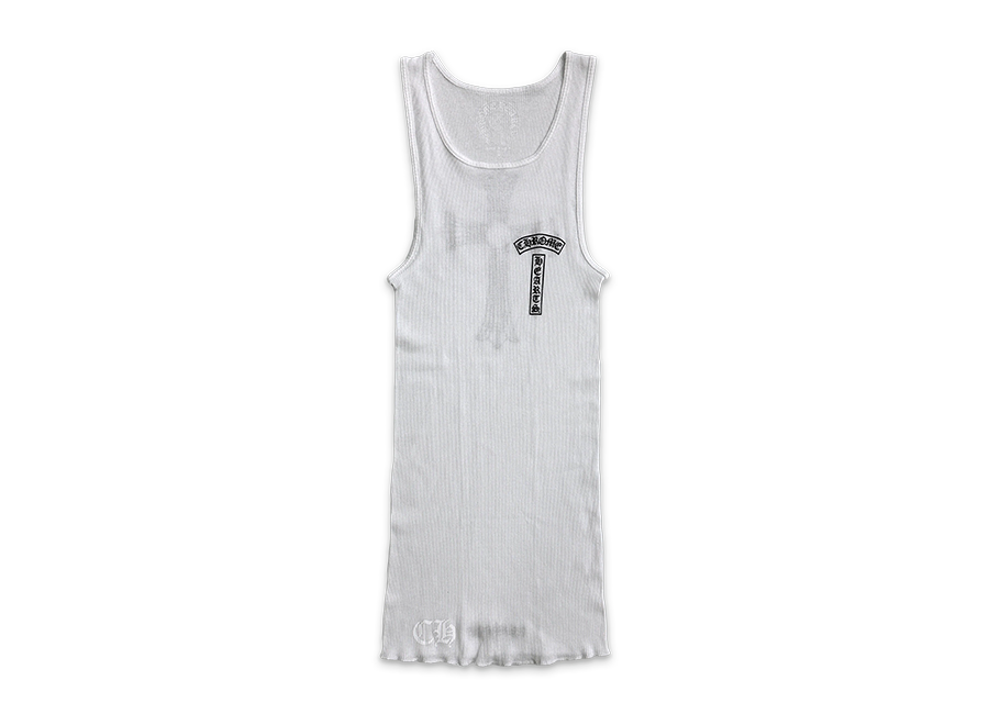 Chrome Hearts T-Bar Cross Ribbed Tank Top White
