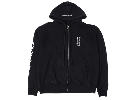 Chrome Hearts Vertical Logo FU Zip Up Hoodie  Black/White (Pre-Owned)