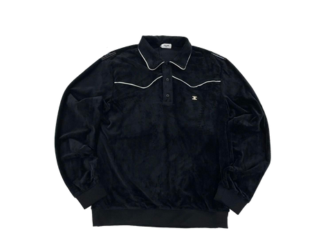 Celine Velour Long Sleeve Polo Shirt
