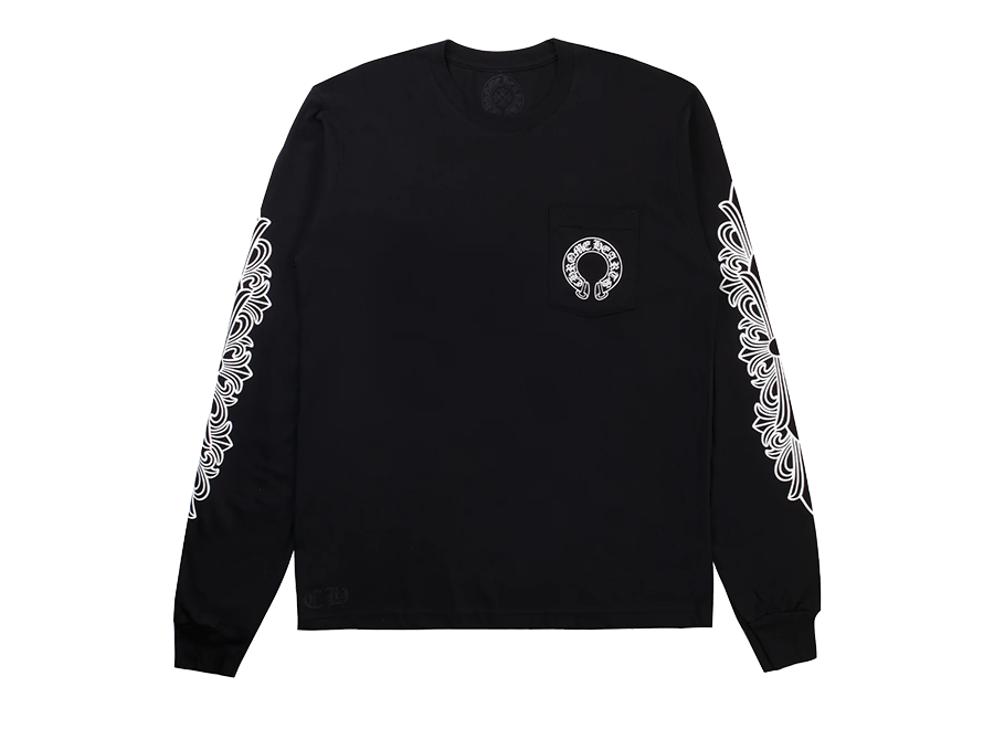 Chrome Hearts Horseshoe Floral Long Sleeve Shirt Black