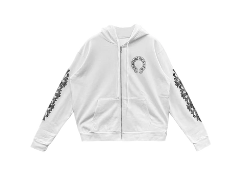 Chrome Hearts Floral Horseshoe Zip Up Hooded Sweatshirt White (Pre-Owned)