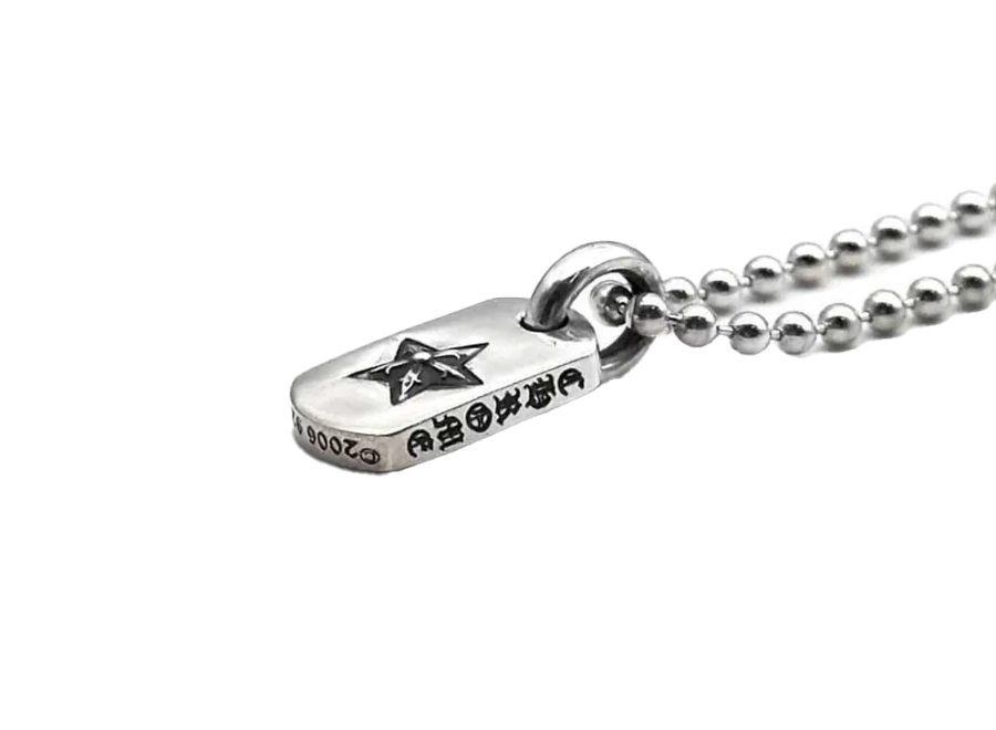 Chrome Hearts Silver Tiny Star Dog Tag Necklace