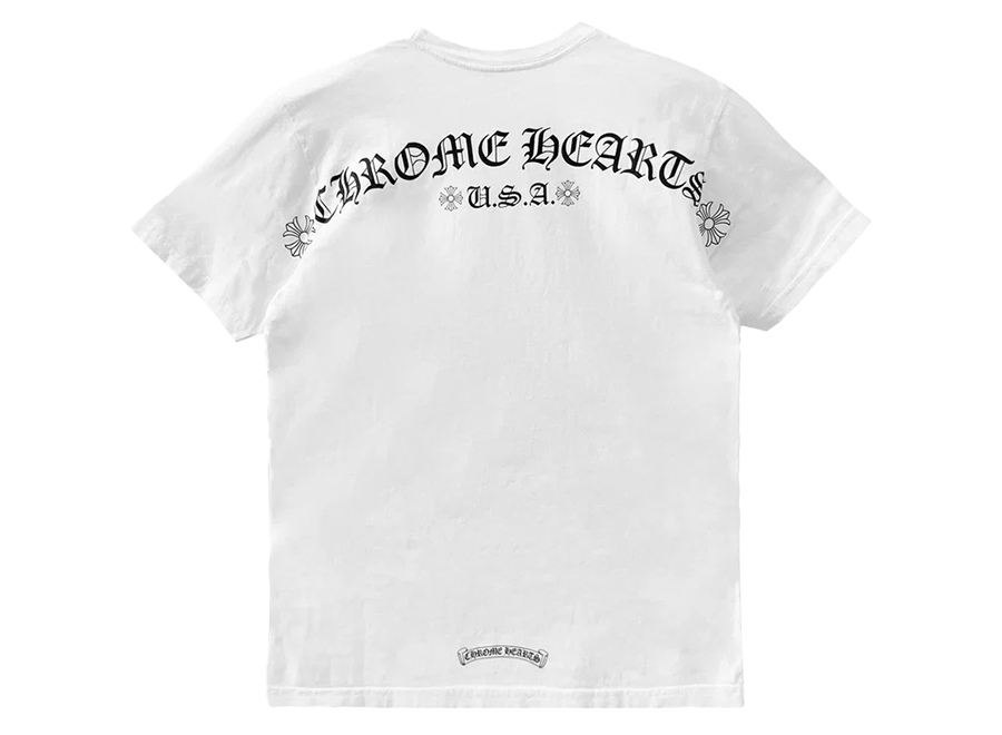 Chrome Hearts Scroll Logo USA Pocket T-Shirt White