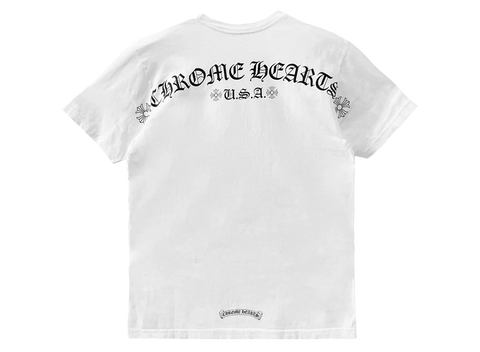 Chrome Hearts Scroll Logo USA Pocket T-Shirt White