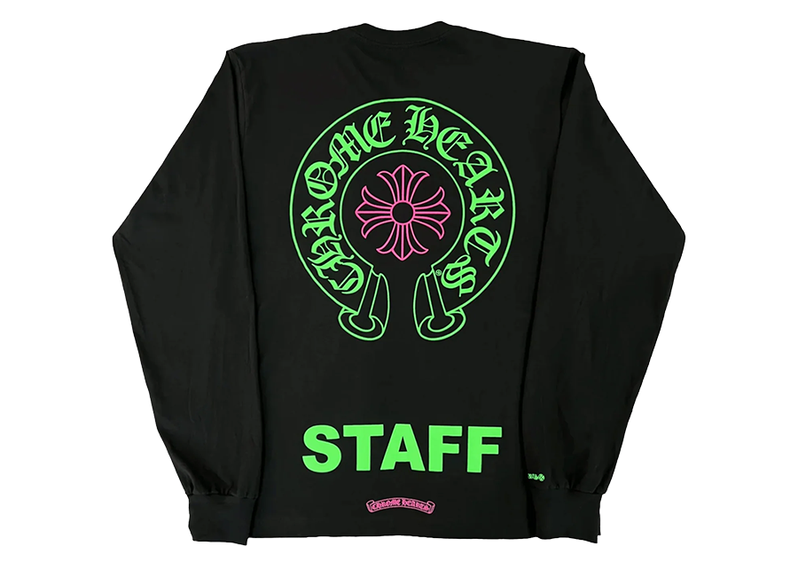 Chrome Hearts Staff Horseshoe Logo Black Long Sleeve Pink Green